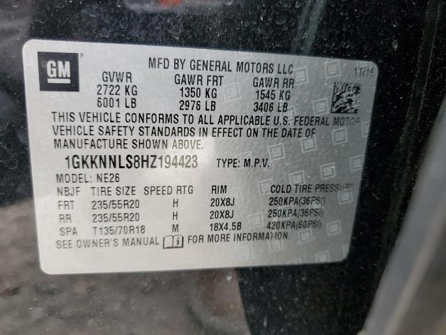 2017 GMC Acadia Slt-2 VIN: 1GKKNNLS8HZ194423 Lot: 52187054