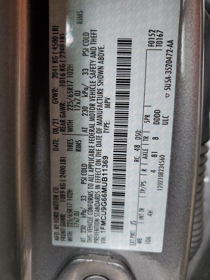 1FMCU9G66MUB11369 2021 Ford Escape Se