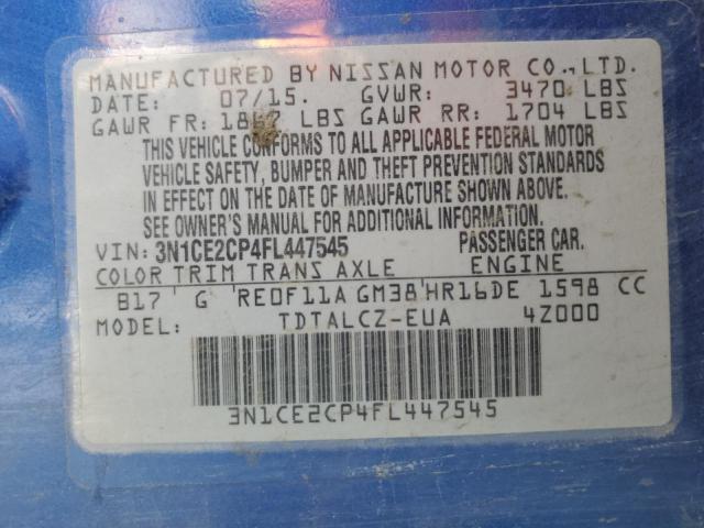 VIN 3N1CE2CP4FL447545 2015 Nissan Versa, S no.12