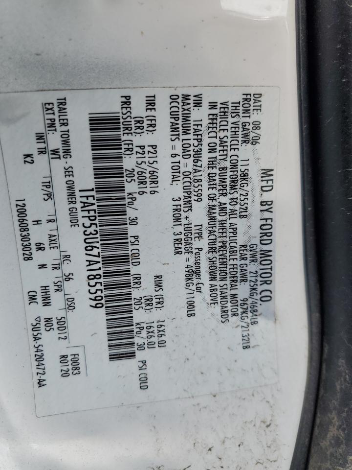 1FAFP53U67A185599 2007 Ford Taurus Se