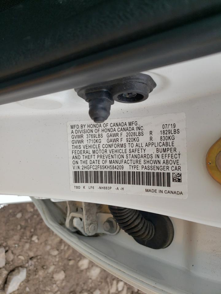 2HGFC2F65KH584209 2019 Honda Civic Lx