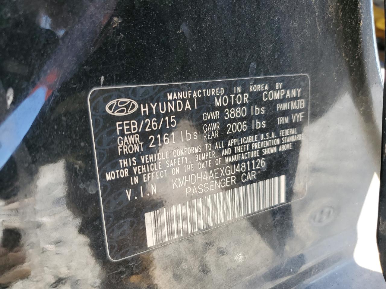 kmhdh4aexgu481126 KMHDH4AEXGU481126 2016 Hyundai Elantra Se