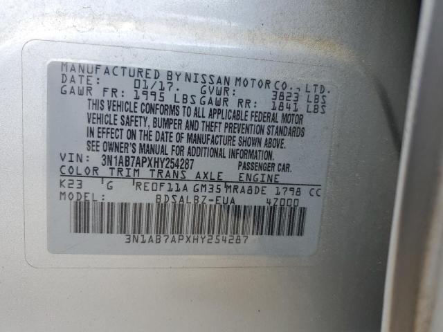 2017 Nissan Sentra S VIN: 3N1AB7APXHY254287 Lot: 52769074