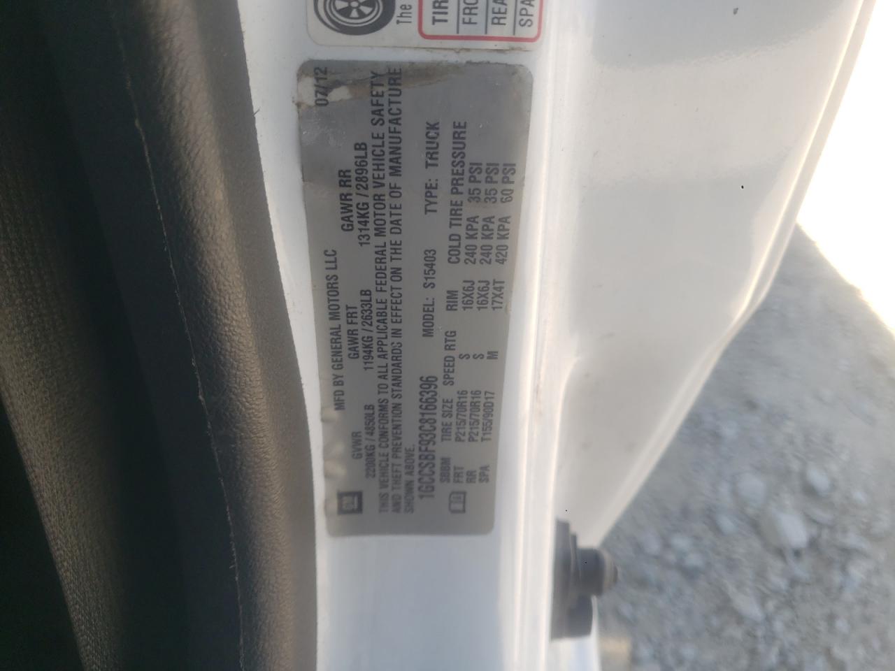 1GCCSBF93C8166396 2012 Chevrolet Colorado