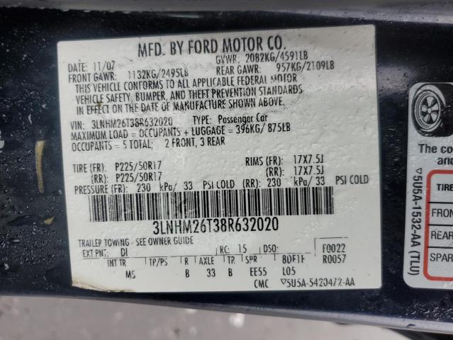 3LNHM26T38R632020 | 2008 Lincoln mkz