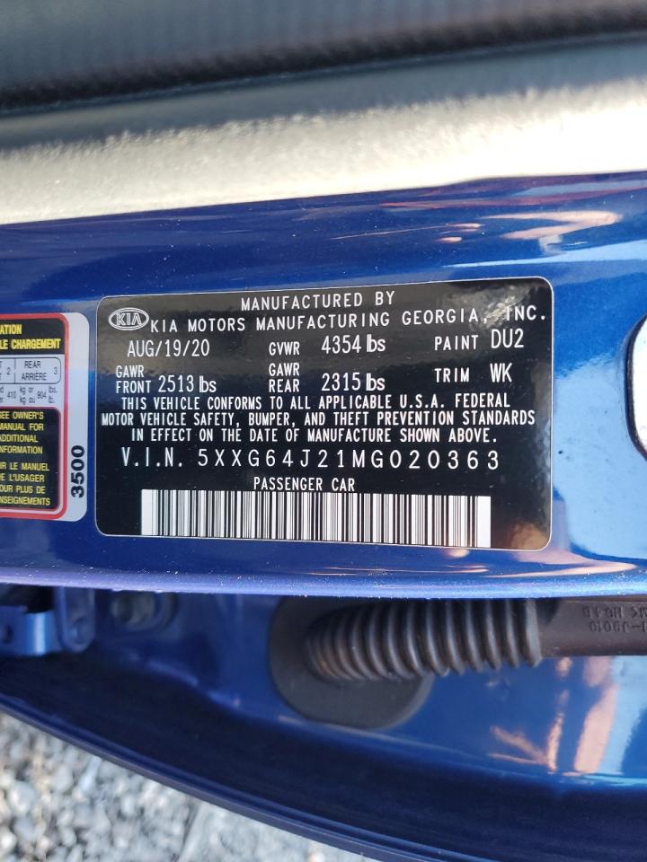2021 Kia K5 Gt Line vin: 5XXG64J21MG020363