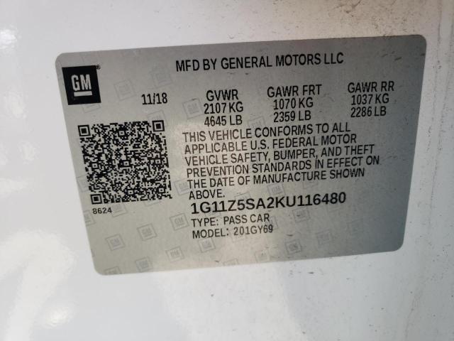 2019 Chevrolet Impala Lt VIN: 1G11Z5SA2KU116480 Lot: 51040144