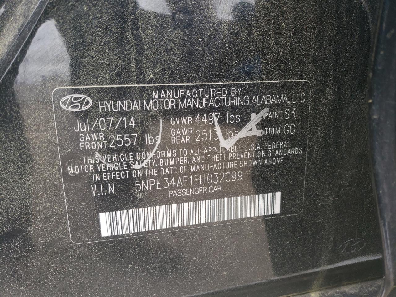 5NPE34AF1FH032099 2015 Hyundai Sonata Sport