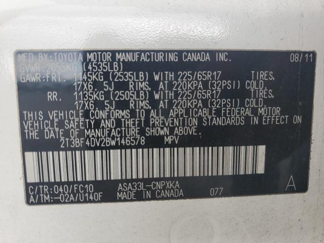 2011 Toyota Rav4 VIN: 2T3BF4DV2BW146578 Lot: 48282694