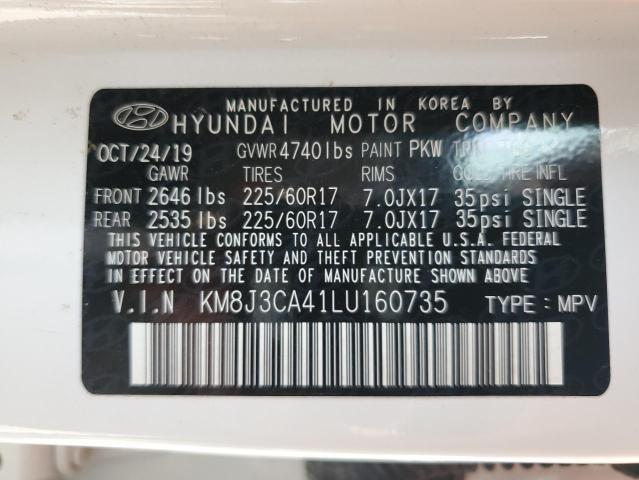 2020 Hyundai Tucson Limited VIN: KM8J3CA41LU160735 Lot: 50889944