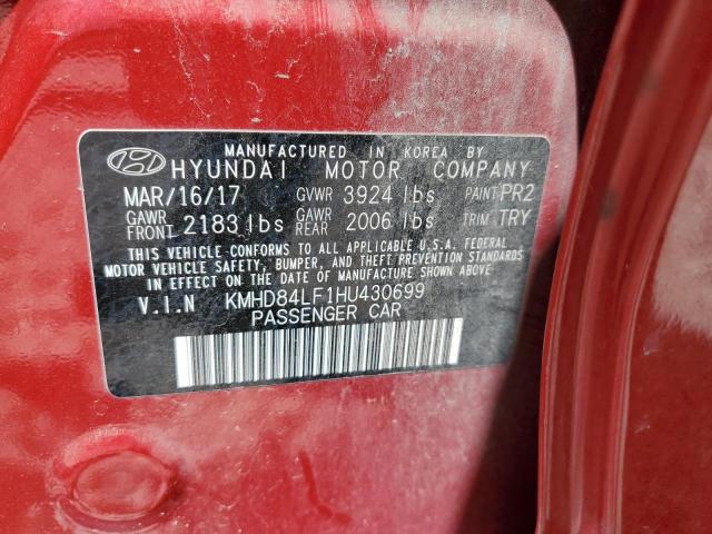 2017 HYUNDAI ELANTRA SE - KMHD84LF1HU430699