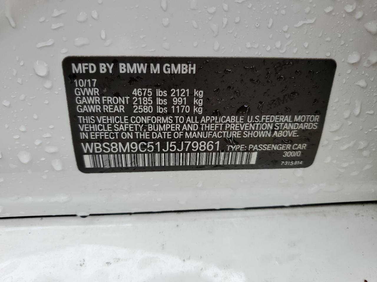 WBS8M9C51J5J79861 2018 BMW M3