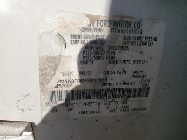 2015 Ford Explorer Limited VIN: 1FM5K8F86FGB04113 Lot: 49265954