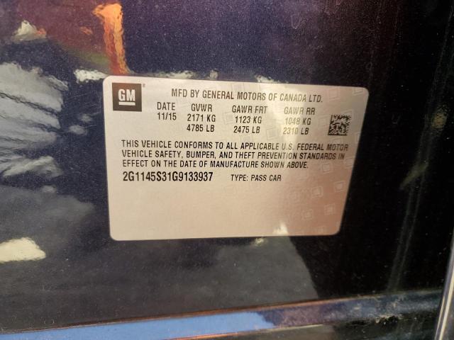 2016 Chevrolet Impala Ltz VIN: 2G1145S31G9133937 Lot: 50650494