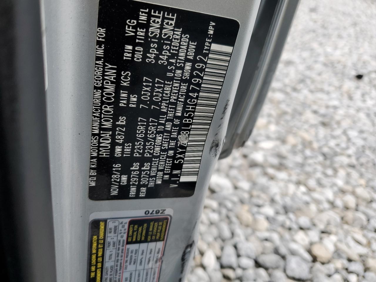 5XYZT3LB5HG479292 2017 Hyundai Santa Fe Sport