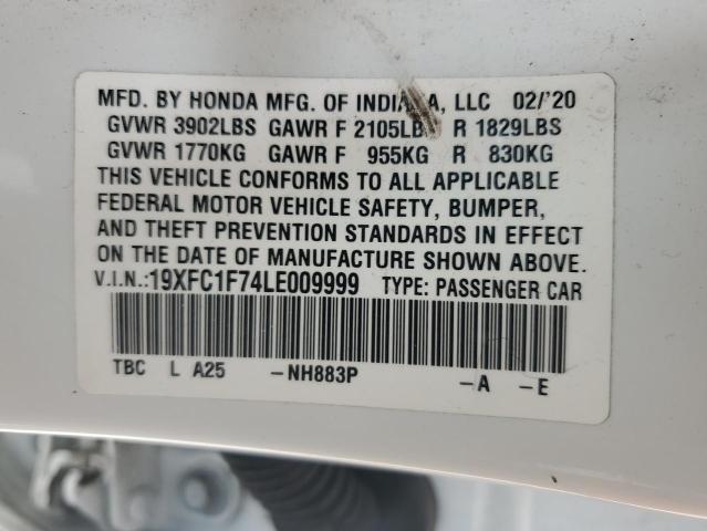 2020 Honda Civic Exl VIN: 19XFC1F74LE009999 Lot: 48383924