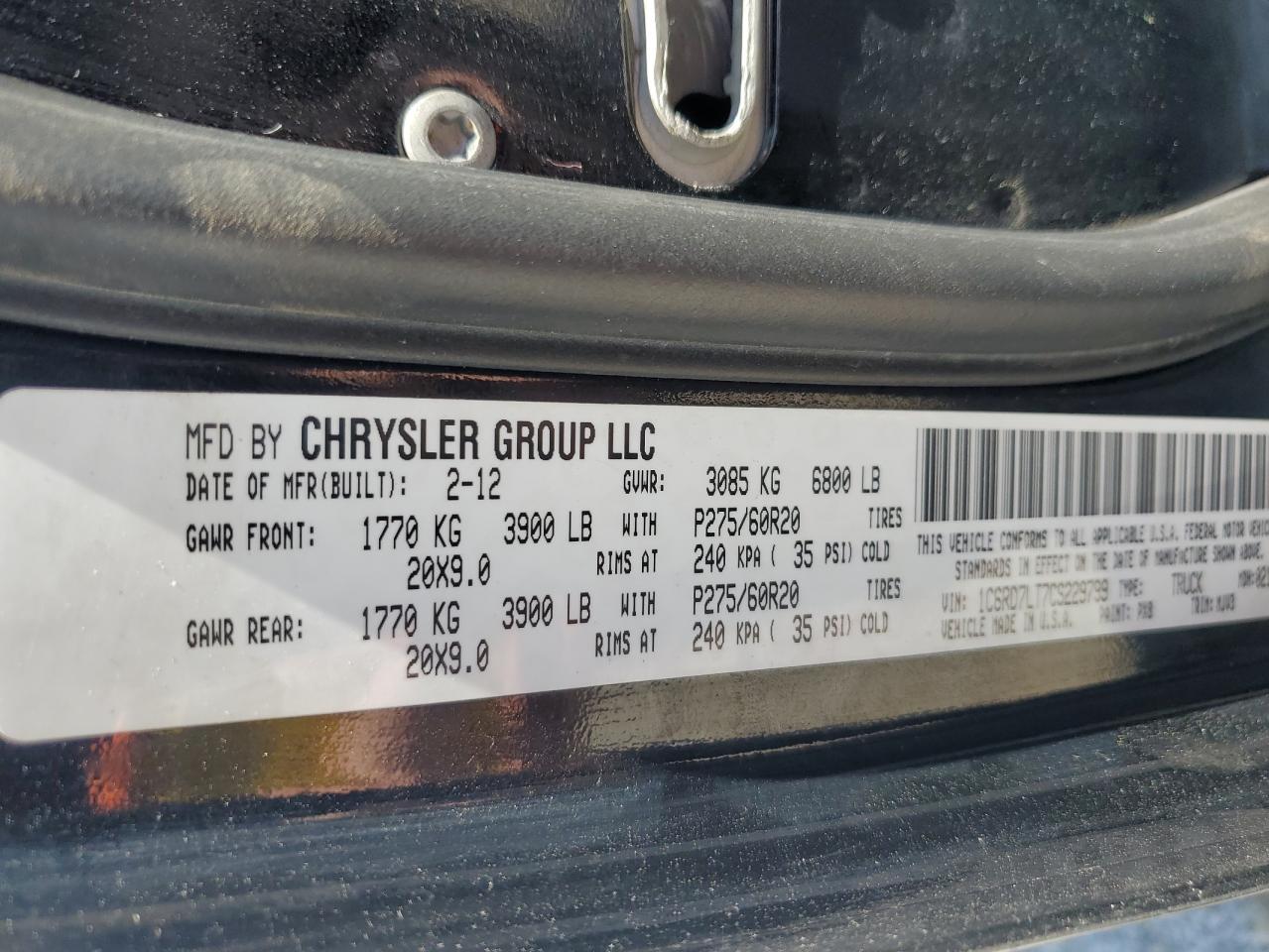 1C6RD7LT7CS229799 2012 Dodge Ram 1500 Slt