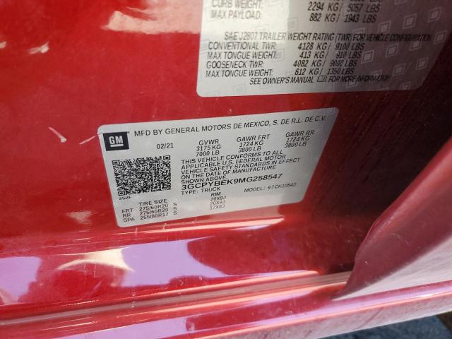 2021 Chevrolet Silverado K1500 Custom VIN: 3GCPYBEK9MG258547 Lot: 51766694