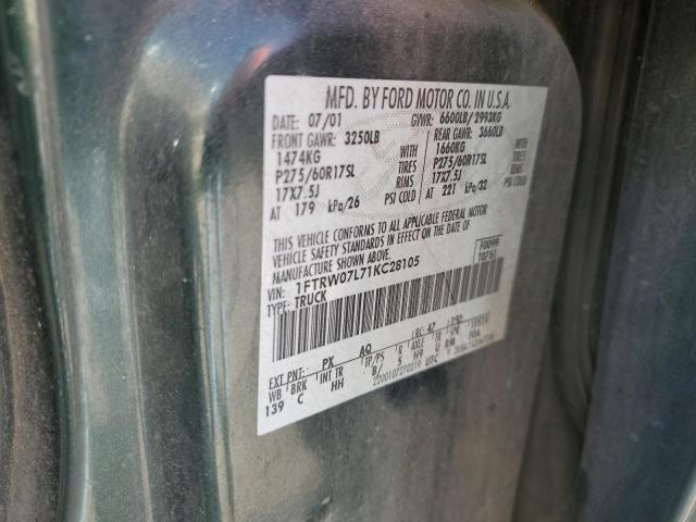 2001 Ford F150 Supercrew VIN: 1FTRW07L71KC28105 Lot: 52848824