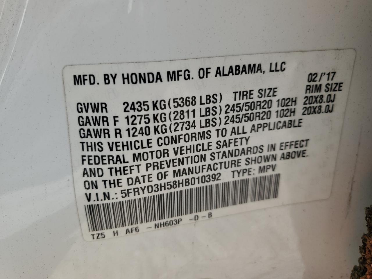 5FRYD3H58HB010392 2017 Acura Mdx Technology