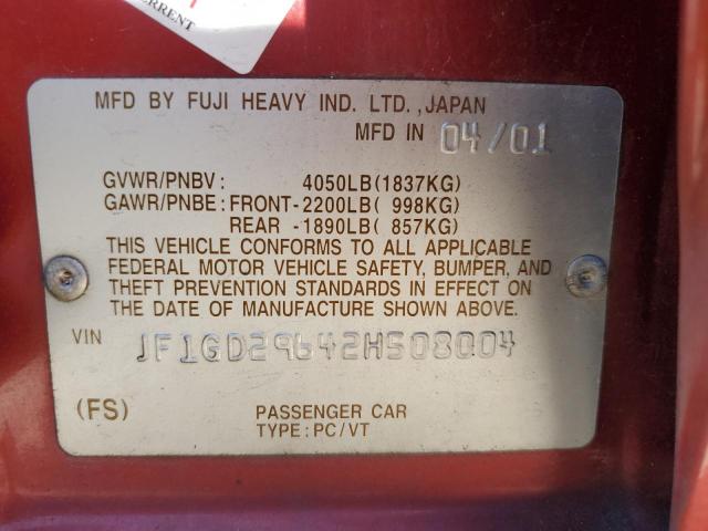 2002 Subaru Impreza Wrx VIN: JF1GD29642H508004 Lot: 51893864
