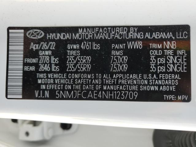 2022 Hyundai Tucson Sel VIN: 5NMJFCAE4NH123709 Lot: 51543514