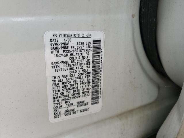 2009 Nissan Murano S VIN: JN8AZ18W39W134573 Lot: 52620834