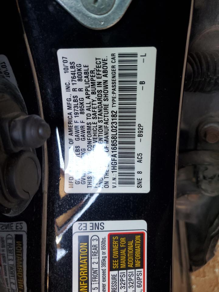 1HGFA16858L023182 2008 Honda Civic Ex