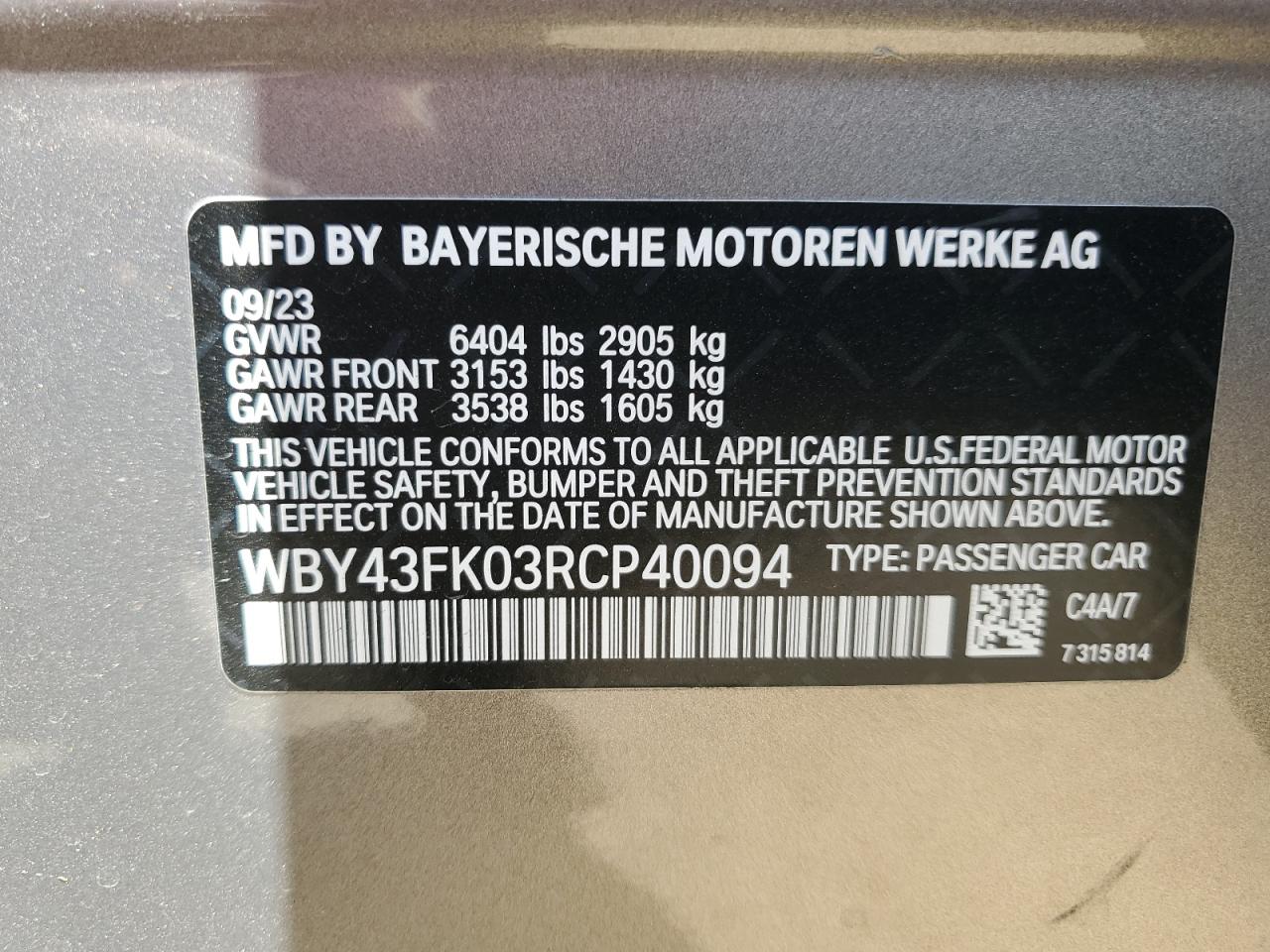 WBY43FK03RCP40094 2024 BMW I5 M60