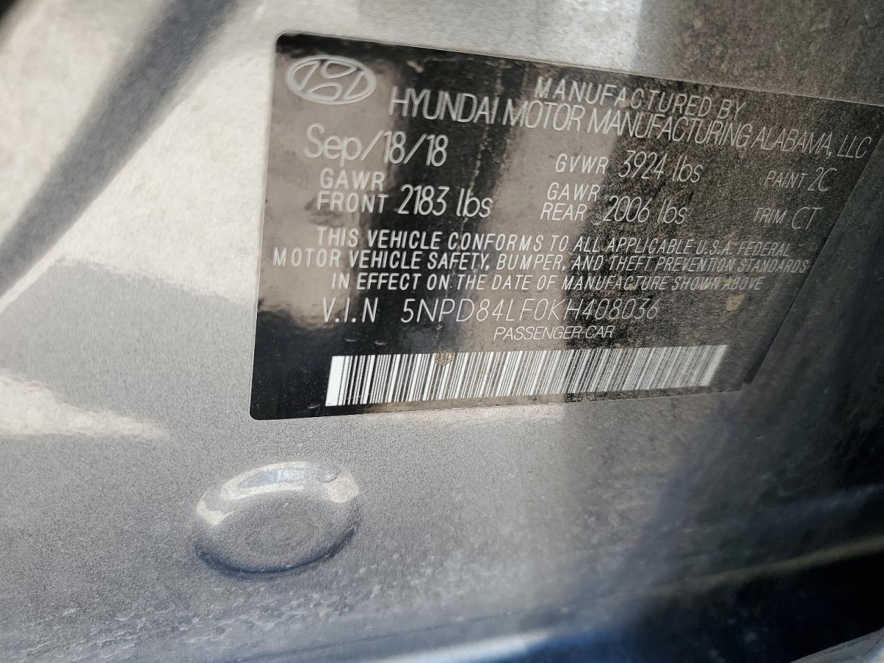 5NPD84LF0KH408036 2019 Hyundai Elantra Sel