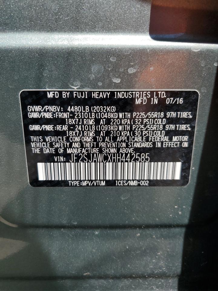 JF2SJAWCXHH442585 2017 Subaru Forester 2.5I Touring