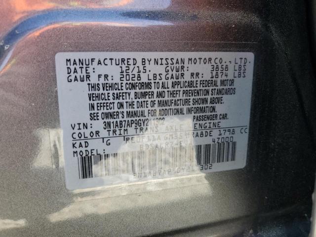 2016 Nissan Sentra S VIN: 3N1AB7AP9GY211302 Lot: 50725484