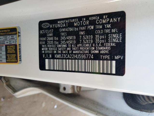 2017 Hyundai Tucson Limited VIN: KM8J3CA22HU596774 Lot: 51625954