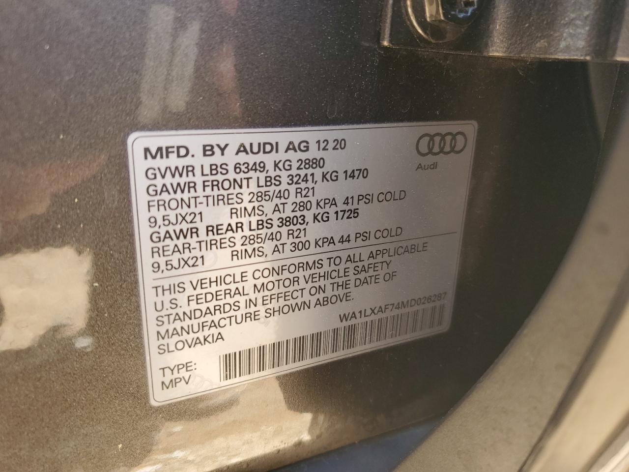 WA1LXAF74MD026287 2021 Audi Q7 Premium Plus