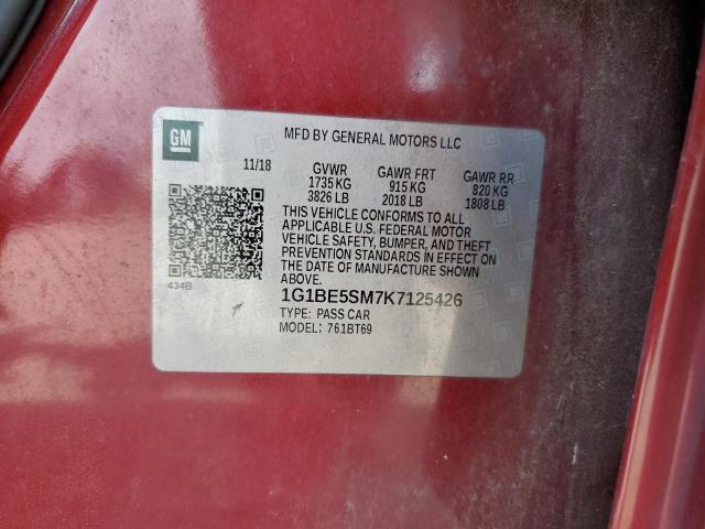 2019 Chevrolet Cruze Lt VIN: 1G1BE5SM7K7125426 Lot: 50106714