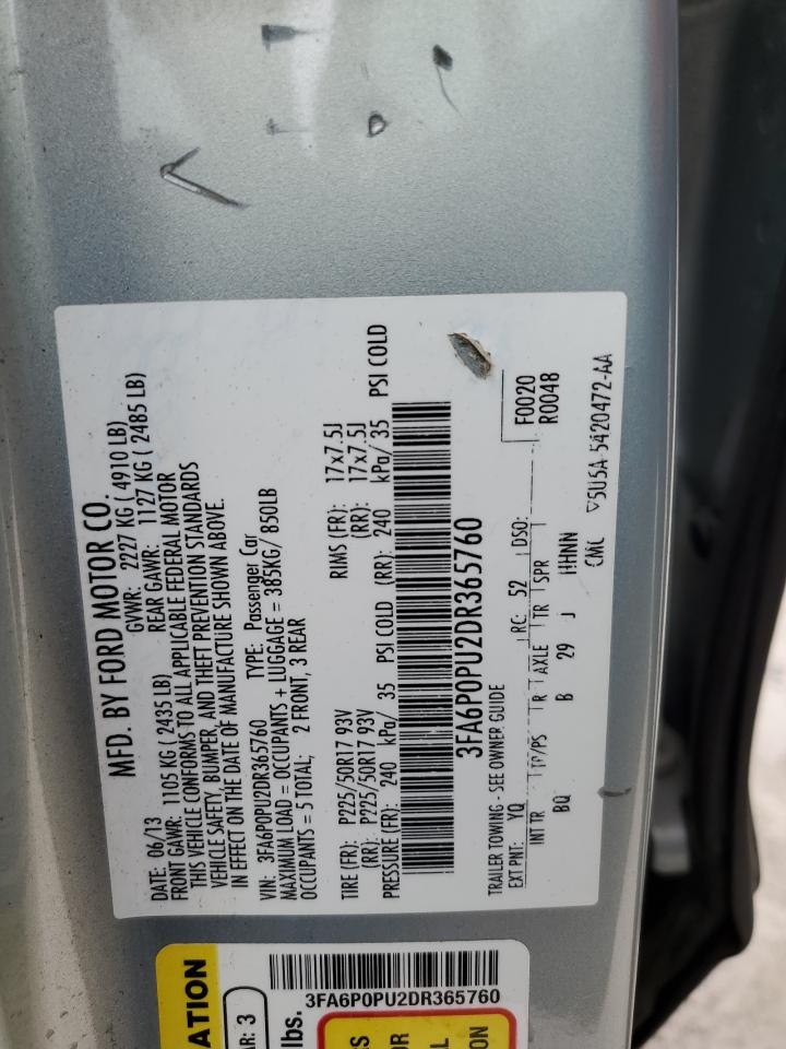 3FA6P0PU2DR365760 2013 Ford Fusion Se Phev