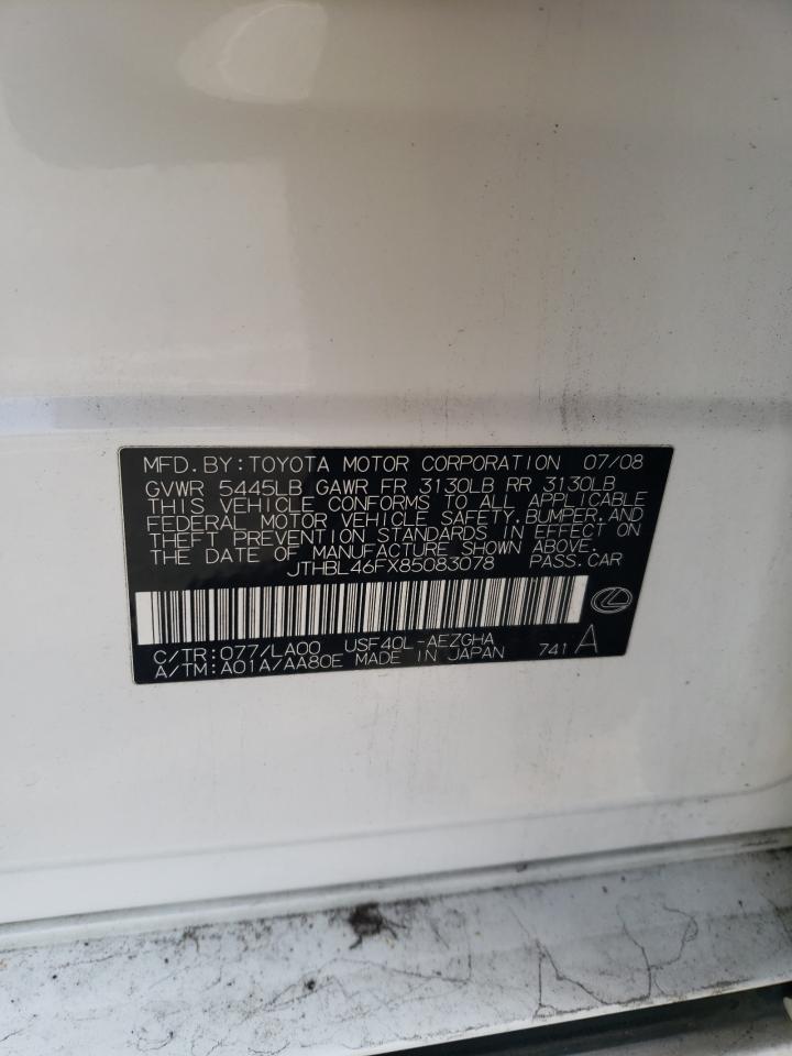 JTHBL46FX85083078 2008 Lexus Ls 460