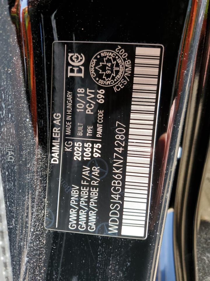2019 Mercedes-Benz Cla 250 4Matic vin: WDDSJ4GB6KN742807