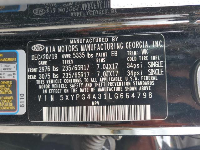 VIN 5XYPG4A31LG664798 2020 KIA Sorento, L no.14