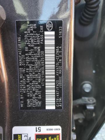 2020 Toyota Camry Le VIN: 4T1C11AK0LU925130 Lot: 51959824