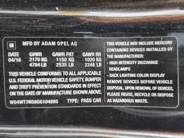2016 BUICK CASCADA PR - W04WT3N58GG104805