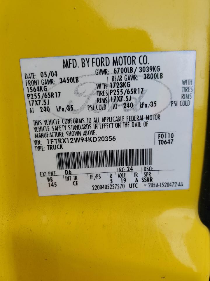 1FTRX12W94KD20356 2004 Ford F150