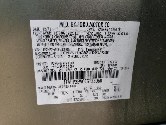 2012 Ford Taurus Sel VIN: 1FAHP2EW0CG133060 Lot: 52020424