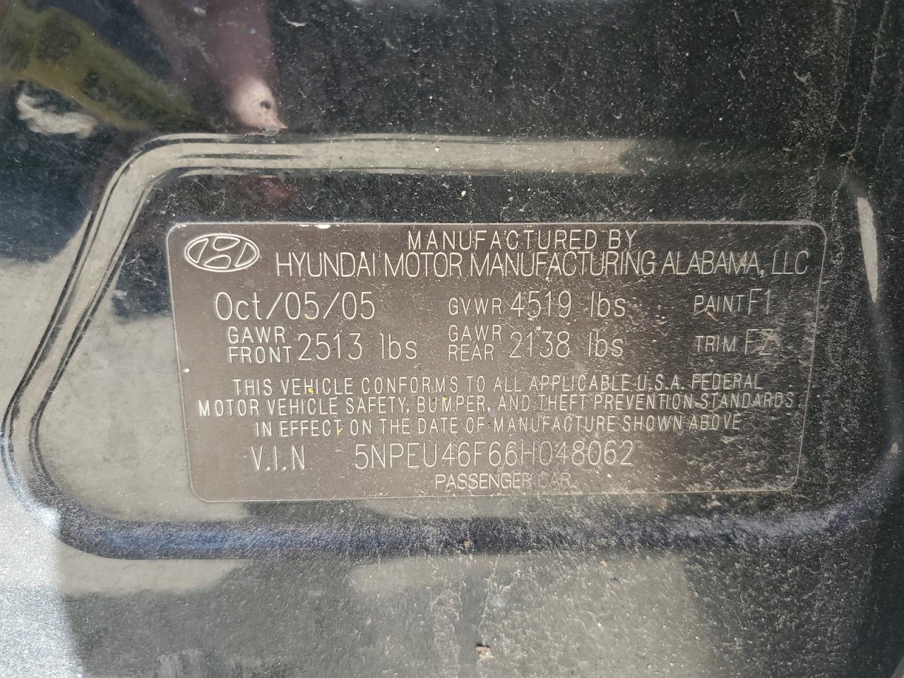 5NPEU46F66H048062 2006 Hyundai Sonata Gls