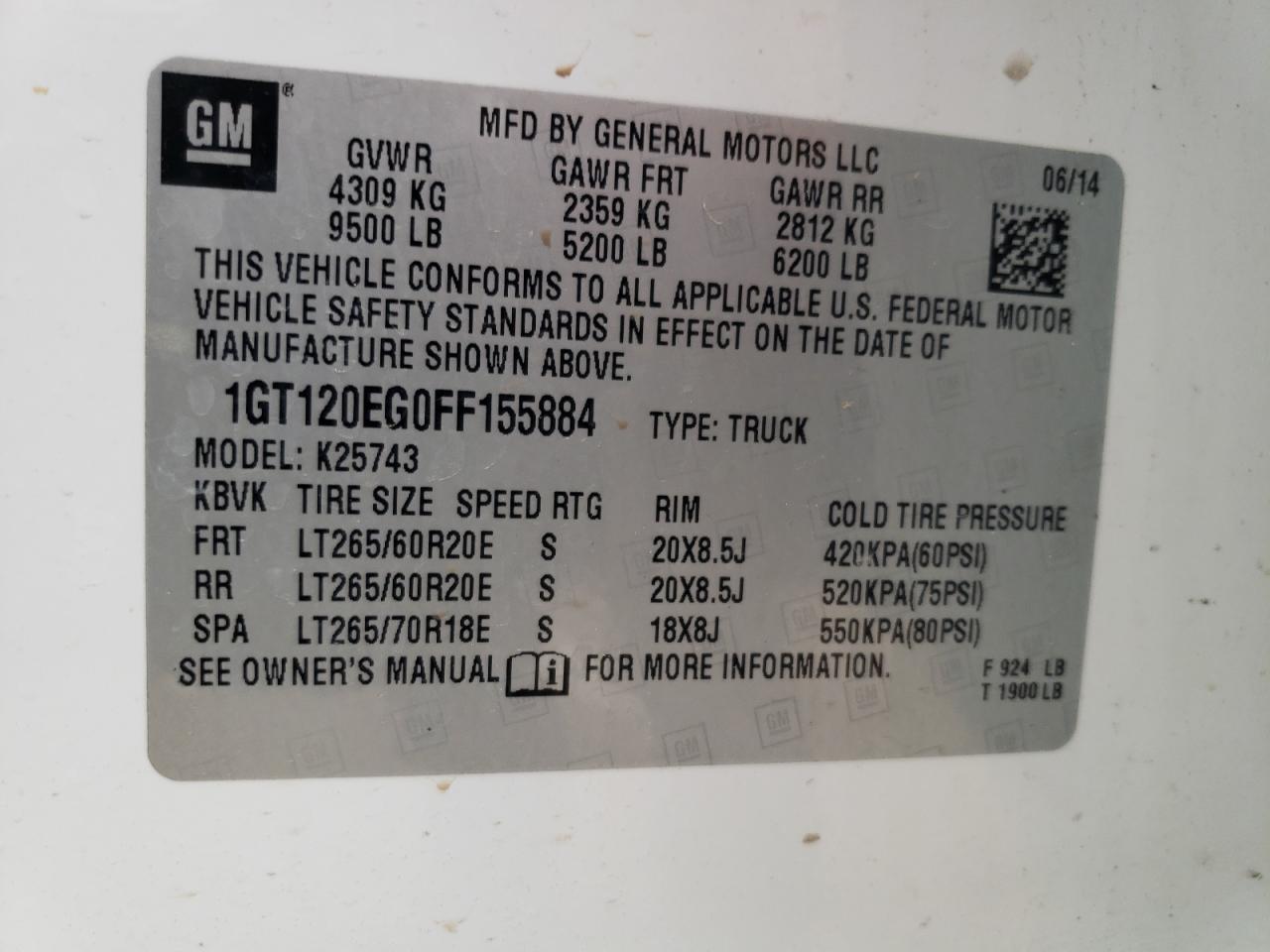 1GT120EG0FF155884 2015 GMC Sierra K2500 Denali