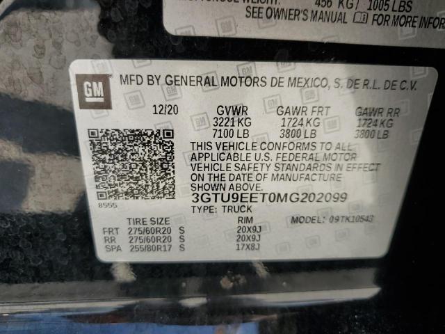 2021 GMC Sierra K1500 At4 VIN: 3GTU9EET0MG202099 Lot: 51636844