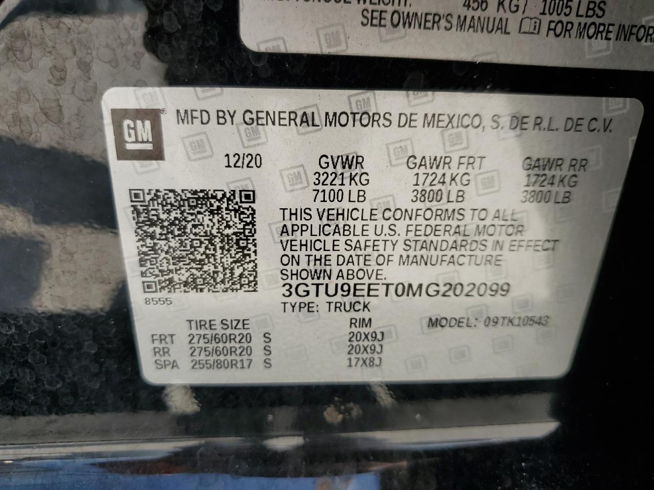 3GTU9EET0MG202099 2021 GMC Sierra K1500 At4