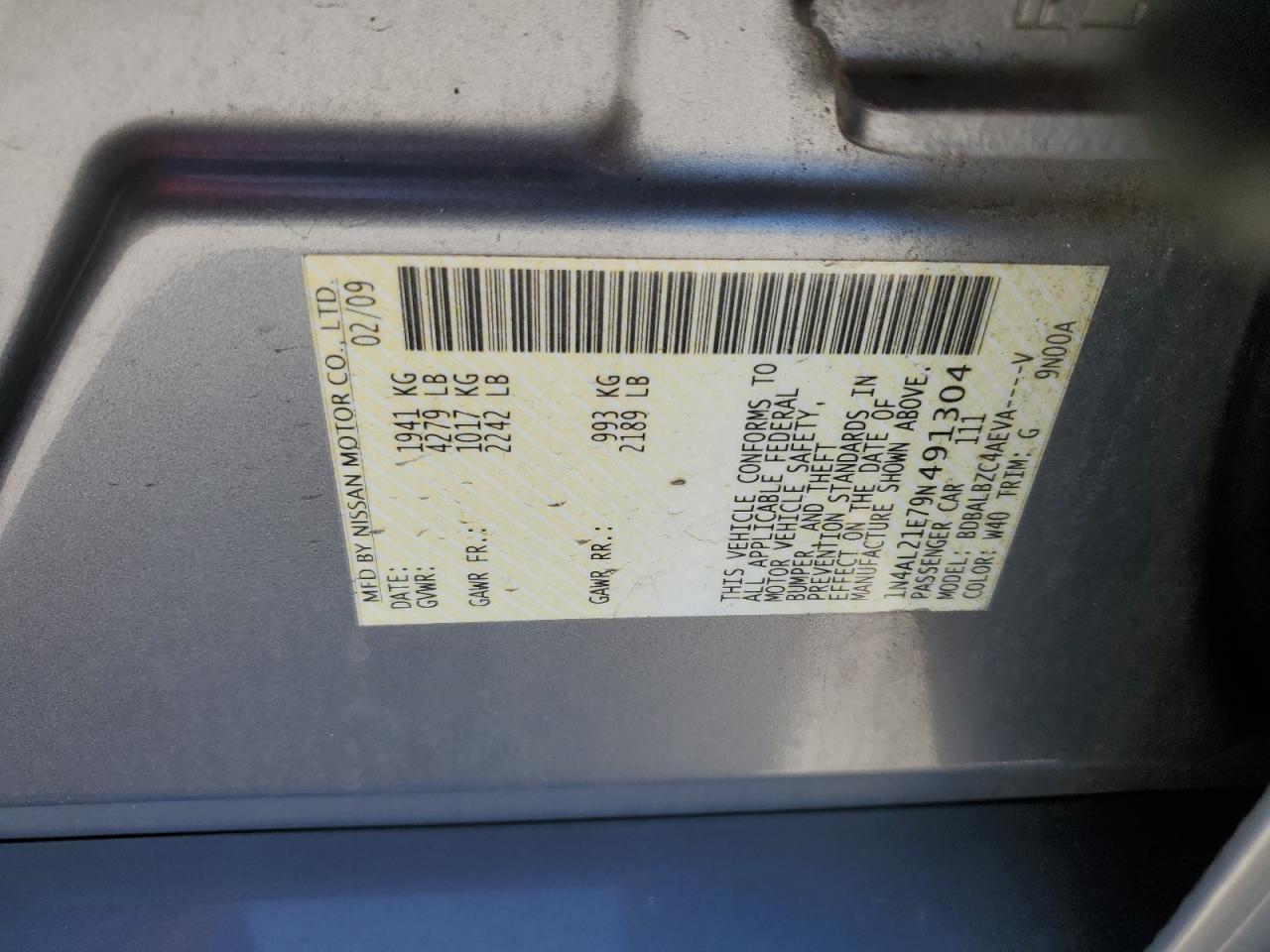 1N4AL21E79N491304 2009 Nissan Altima 2.5