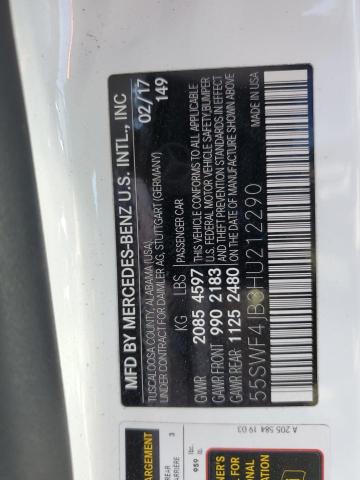 2017 Mercedes-Benz C 300 VIN: 55SWF4JB3HU212290 Lot: 51895924