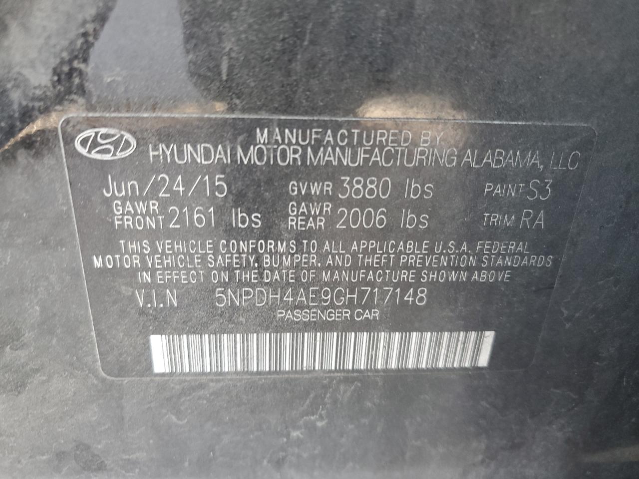 5NPDH4AE9GH717148 2016 Hyundai Elantra Se